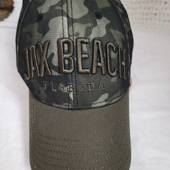 Essential Caps Jax Beach Florida Trucker Baseball cap hat Camo camouflage EUC - Picture 2 of 8